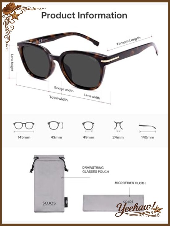 Retro Square Polarized Sunglasses UV400 Lightweight Unisex main image 6